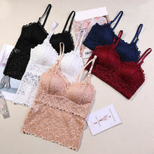 Load image into Gallery viewer, Detachable Chest Pad Vest Lace Patchwork Solid Tank Camis Tops Sexy V-neck Beauty Back Adjustable Shoulder Strap Female 2018