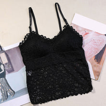 Load image into Gallery viewer, Detachable Chest Pad Vest Lace Patchwork Solid Tank Camis Tops Sexy V-neck Beauty Back Adjustable Shoulder Strap Female 2018