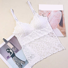 Load image into Gallery viewer, Detachable Chest Pad Vest Lace Patchwork Solid Tank Camis Tops Sexy V-neck Beauty Back Adjustable Shoulder Strap Female 2018