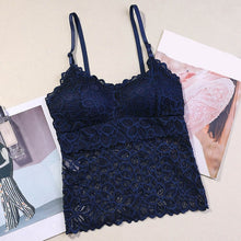 Load image into Gallery viewer, Detachable Chest Pad Vest Lace Patchwork Solid Tank Camis Tops Sexy V-neck Beauty Back Adjustable Shoulder Strap Female 2018