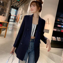 Load image into Gallery viewer, OL Casual Double Breasted Women Blazer Jacket Notched Collar Female Jackets Fashion Suits Outwear 2019 Spring Autumn Coat