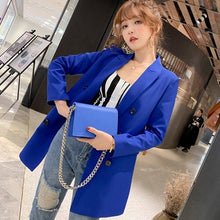 Load image into Gallery viewer, OL Casual Double Breasted Women Blazer Jacket Notched Collar Female Jackets Fashion Suits Outwear 2019 Spring Autumn Coat