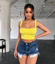 Load image into Gallery viewer, 2019 Women Fashion Summer Sexy Tanks Tops Vest  Casual Crop Cami Camisole Short Top T-Shirts Black White Yellow Blue Top