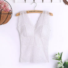 Load image into Gallery viewer, Women Sexy Vest Chest Padded Tank Tops Lace Crop Top Padded Bra Underwear Sexy V Neck Basic Tops Blusas Casual Womens Vest