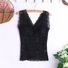 Load image into Gallery viewer, Women Sexy Vest Chest Padded Tank Tops Lace Crop Top Padded Bra Underwear Sexy V Neck Basic Tops Blusas Casual Womens Vest