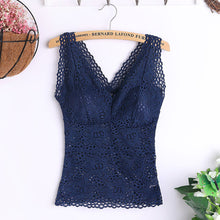 Load image into Gallery viewer, Women Sexy Vest Chest Padded Tank Tops Lace Crop Top Padded Bra Underwear Sexy V Neck Basic Tops Blusas Casual Womens Vest