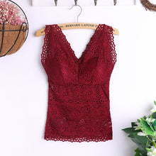 Load image into Gallery viewer, Women Sexy Vest Chest Padded Tank Tops Lace Crop Top Padded Bra Underwear Sexy V Neck Basic Tops Blusas Casual Womens Vest
