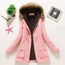 Load image into Gallery viewer, Overcoat Women Winter thick coat Warm Hooded Pockets Slim Faux Fur Parka Jacket Female