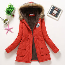 Load image into Gallery viewer, Overcoat Women Winter thick coat Warm Hooded Pockets Slim Faux Fur Parka Jacket Female