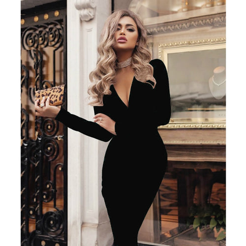 2019 Plus Size Women Bandage Bodycon Dress Office Lady OL Clothes Summer Long Sleeve V Neck Sexy Party Cocktail Short Dress