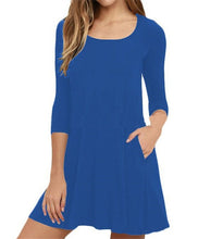 Load image into Gallery viewer, Topjini Plus Size Women Dress 2019 Autumn Wineter Three Quarter Sleeve O-Neck Loose 6XL 5XL XXXXL Casual Dresses with pocket