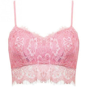 Summer Women Lace Sexy Top Sun Sleeveless Solid Tops  Unpadded Bralette Bra Bustier Zipper Back Club Crop Tank Plus Size S-XL