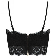 Load image into Gallery viewer, Summer Women Lace Sexy Top Sun Sleeveless Solid Tops  Unpadded Bralette Bra Bustier Zipper Back Club Crop Tank Plus Size S-XL