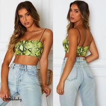 Load image into Gallery viewer, 2019 Sexy Women Strap Slim Fit Vest Snakeskin pattern Tank Crop Tops Summer Vest Off Shoulder Camisole