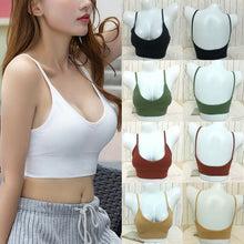 Load image into Gallery viewer, New Womens Plain Strappy Back Tie Up Halter Neck Basic Bralet Vest Bra Crop Top Casual Stretch Elastic Soft Summer Clothes