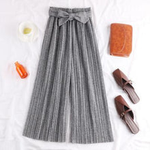 Load image into Gallery viewer, Winter High-waist Pleated Woolen Pants Women 2019 Solid Wide Leg Pants Women Capris Pants  Autumn Bottoms Womens