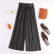 Load image into Gallery viewer, Winter High-waist Pleated Woolen Pants Women 2019 Solid Wide Leg Pants Women Capris Pants  Autumn Bottoms Womens