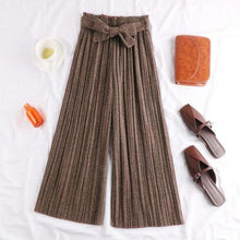 Load image into Gallery viewer, Winter High-waist Pleated Woolen Pants Women 2019 Solid Wide Leg Pants Women Capris Pants  Autumn Bottoms Womens