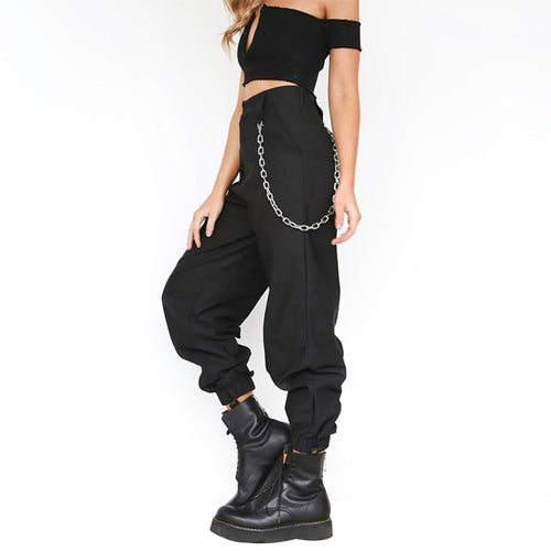 lITTHING S-3XL Plus Size Pants Women Casual High Waist Cargo Pants Women Loose Solid Trousers Pockets Elastic Waist Bottoms
