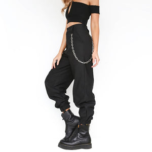 lITTHING S-3XL Plus Size Pants Women Casual High Waist Cargo Pants Women Loose Solid Trousers Pockets Elastic Waist Bottoms