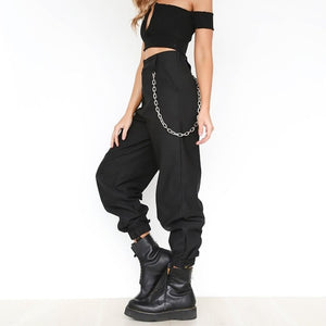 lITTHING S-3XL Plus Size Pants Women Casual High Waist Cargo Pants Women Loose Solid Trousers Pockets Elastic Waist Bottoms