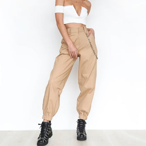 lITTHING S-3XL Plus Size Pants Women Casual High Waist Cargo Pants Women Loose Solid Trousers Pockets Elastic Waist Bottoms