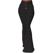 Load image into Gallery viewer, Goocheer White Bell-Bottom Pants Women Button High Waist Flare Pants New Trousers Slim Casual Elegant Work Wear Pantalon Femme