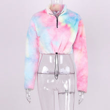 Load image into Gallery viewer, Hugcitar long sleeve zipper high neck Faux lambswool crop tops 2018 autumn winter women fashion solid coat jacket