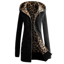Load image into Gallery viewer, Women Plus Winter Thicker Hooded Coats Overcoat Outwear Female Korean Style Pocket Jacket Autumn Leopard Zipper Hoodes Coat