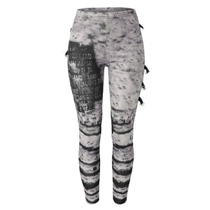 New Gothic Punk Style Women Rocker Pants Skinny Cool Long Pant Girls Autumn Elastic Waist Street Trousers Slim Fit Hole Bottoms