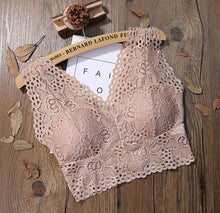 Load image into Gallery viewer, Sexy Lace Crop Top Women Fashion Floral Lace Padded Camis Bra Tank Top V Neck Underwear MM Bralett Ladies Camisole
