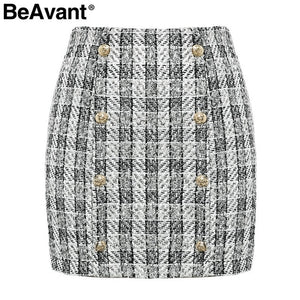 BeAvant Two-piece set plaid tweed women suit Casual streetwear blazer suits female blazer sets Office ladies blazer tops 2019