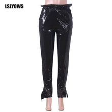Load image into Gallery viewer, 2019 Autumn Fashion Black Sequin Pants Women High Waist Bottom Bandage Trousers Female Club Party Casual Pencil Pants Streetwear