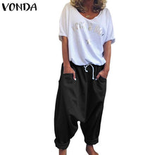 Load image into Gallery viewer, VONDA Demin Harem Trousers Casual Solid Color Women&#39;s Trousers Plus Size Wide Leg Pants Female Bohemian Summer Bottom S-5XL