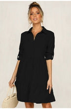 Load image into Gallery viewer, Lossky Shirt Dress Long Sleeve Women Spring Office Work Dress Chic Button White Black Ladies Slim Midi Dresses 2020 Clothes