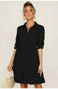 Lossky Shirt Dress Long Sleeve Women Spring Office Work Dress Chic Button White Black Ladies Slim Midi Dresses 2020 Clothes