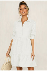 Lossky Shirt Dress Long Sleeve Women Spring Office Work Dress Chic Button White Black Ladies Slim Midi Dresses 2020 Clothes