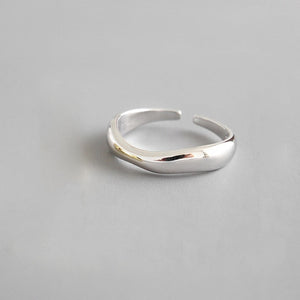 XIYANIKE 925 Sterling Silver Irregular Wave Rings Trendy Simple Geometric Handmade Jewelry for Women Couple Size 17mm Adjustable