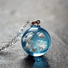 Load image into Gallery viewer, Chic Transparent Resin Rould Ball Moon Pendant Necklace Women Blue Sky White Cloud Chain Necklace Fashion Jewelry Gifts for Girl