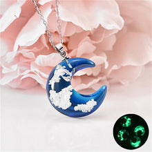 Load image into Gallery viewer, Chic Transparent Resin Rould Ball Moon Pendant Necklace Women Blue Sky White Cloud Chain Necklace Fashion Jewelry Gifts for Girl
