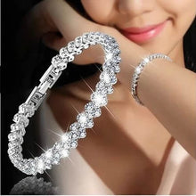 Load image into Gallery viewer, Women Silver Color Rose Gold Bracelet for Female Crystal Heart Charm Bracelet Women Bridal Wedding Fine Jewelry Gift