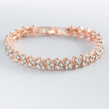 Load image into Gallery viewer, Women Silver Color Rose Gold Bracelet for Female Crystal Heart Charm Bracelet Women Bridal Wedding Fine Jewelry Gift