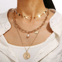 Load image into Gallery viewer, 17KM Vintage Pearl Necklaces For Women Fashion Multi-layer Shell Knot Pearl Chain Necklace 2020 NEW Coin Cross Choker Jewelry