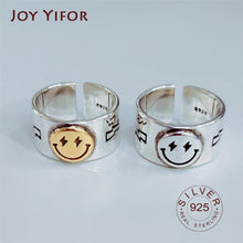 Load image into Gallery viewer, Hot Sale Happy Smiley Face Lightning Stamp Tibetan Ring Big Large Retro Vintage Golden Gothic Women Jewelry Rings