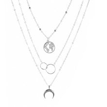 Load image into Gallery viewer, New Fashion Retro Moon World Map Circle Pendant Multilayer Gold Colodr Necklace Party Charm Jewelry Accessories For Women