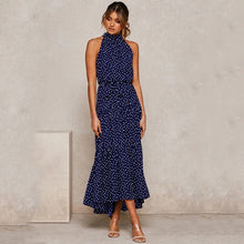 Load image into Gallery viewer, Summer Long Dress Polka Dot Casual Dresses Black Sexy Halter Strapless New 2020 Yellow Sundress Vacation Clothes For Women