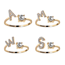 Load image into Gallery viewer, A-Z Letter Gold Color Metal Adjustable Opening Ring Initials Name Alphabet Female Creative Finger Rings Trendy Party Jewelry