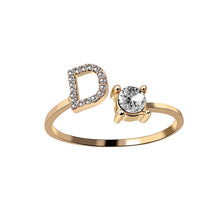 Load image into Gallery viewer, A-Z Letter Gold Color Metal Adjustable Opening Ring Initials Name Alphabet Female Creative Finger Rings Trendy Party Jewelry