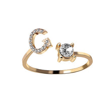 Load image into Gallery viewer, A-Z Letter Gold Color Metal Adjustable Opening Ring Initials Name Alphabet Female Creative Finger Rings Trendy Party Jewelry