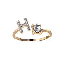 Load image into Gallery viewer, A-Z Letter Gold Color Metal Adjustable Opening Ring Initials Name Alphabet Female Creative Finger Rings Trendy Party Jewelry